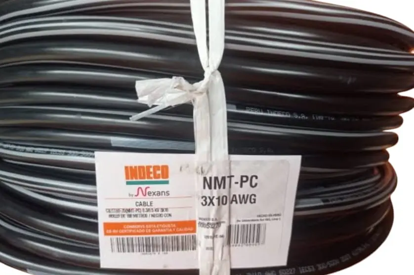 ROLLO DE CABLE VULCANIZADO NMT 3X10 AWG INDECO