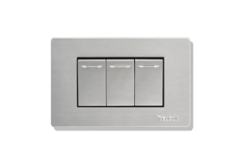 INTERRUPTOR TRIPLE ACERO EMPOTRADO CUBULL