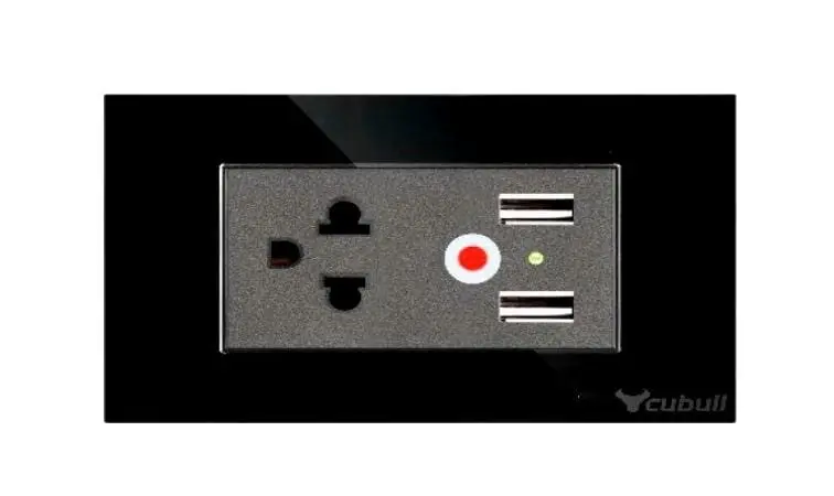 TOMACORRIENTE + 2 USB NEGRO ESPEJO EMPOTRADO CUBULL