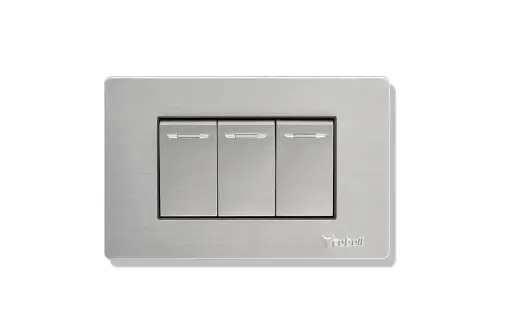 INTERRUPTOR TRIPLE ACERO EMPOTRADO CUBULL