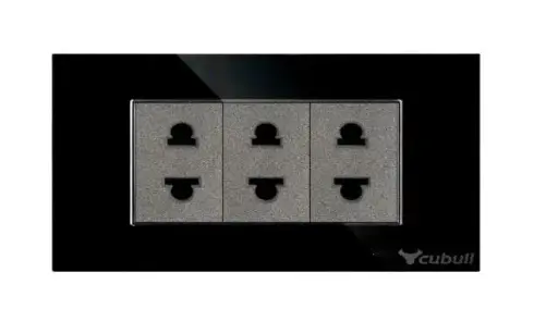 TOMACORRIENTE TRIPLE M NEGRO ESPEJO EMPOTRADO CUBULL